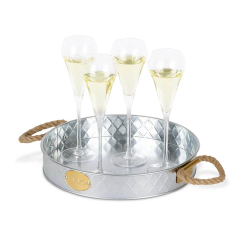 Champagne Serving Tray - Galvanised Steel