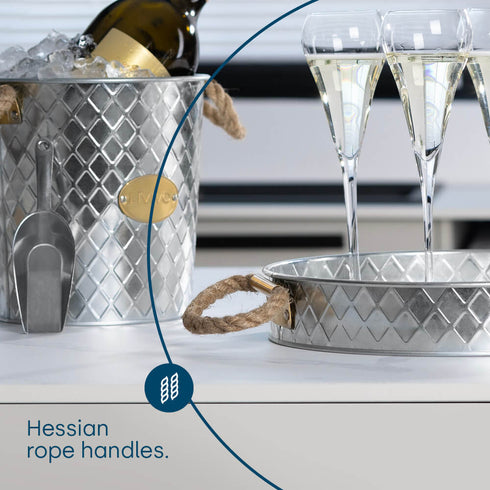 Champagne Serving Tray - Galvanised Steel