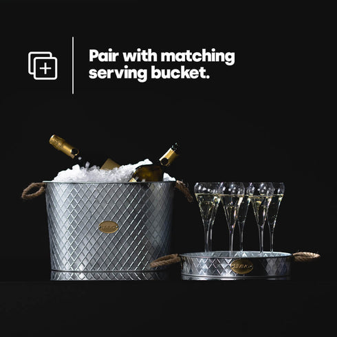 Champagne Serving Tray - Galvanised Steel