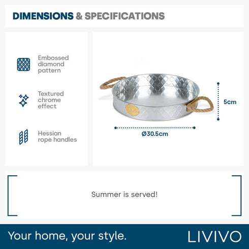 Champagne Serving Tray - Galvanised Steel