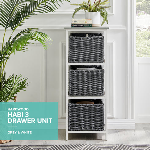 Habi 3 Drawer Storage Unit - Grey