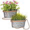 Zinc Hanging Plant Pot with Hessian Rope - Set of 2