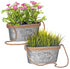 Zinc Hanging Plant Pot with Hessian Rope - Set of 2