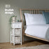 Wicker 2-tier Bedside Table Unit - White