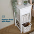Wicker 2-tier Bedside Table Unit - White