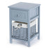 Wicker 1-tier Bedside Table Unit - Grey