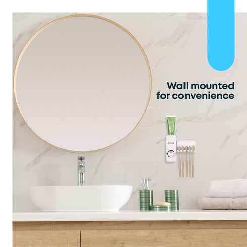 Automatic Toothpaste Dispenser with Holder - White
