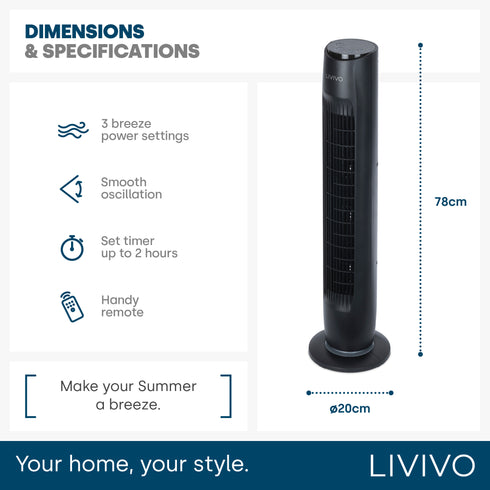 32" Tower Fan - Black