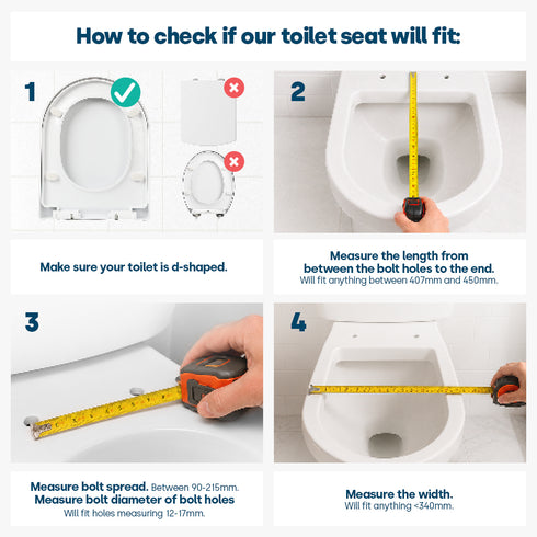 Livivo Soft Close D Shaped Toilet Seat - White with Quick Release Button for Easy Cleaning