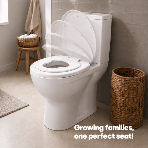 Livivo Soft Close Family Toilet Seat - Oval White with Quick Release Button for Easy Cleaning