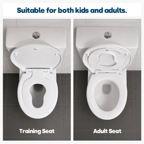Livivo Soft Close Family Toilet Seat - Oval White with Quick Release Button for Easy Cleaning