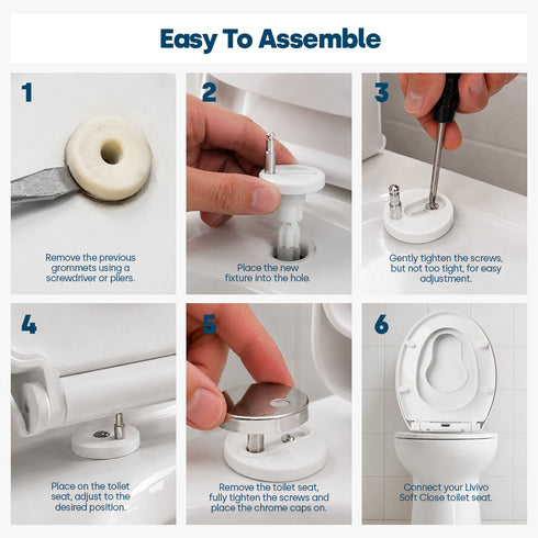 Livivo Soft Close Family Toilet Seat - Oval White with Quick Release Button for Easy Cleaning