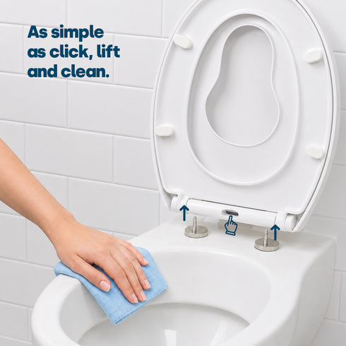 Livivo Soft Close Family Toilet Seat - Oval White with Quick Release Button for Easy Cleaning