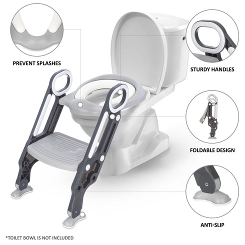 Foldable Padded Toddler Potty - Grey