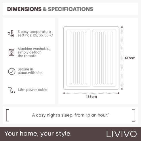 Dual-Control Electric Under-Blanket - King