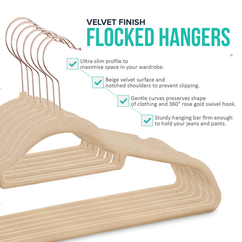 50pc Velvet Clothes Hangers - Beige