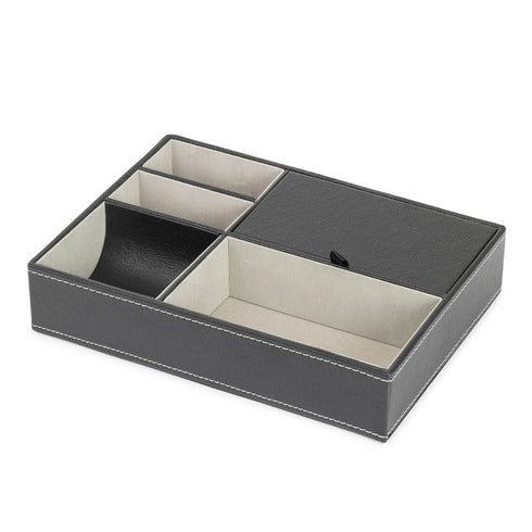 Leather-look Valet Organiser - Black