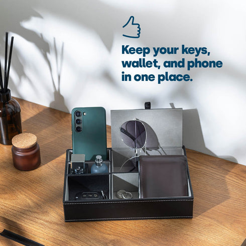 Leather-look Valet Organiser - Black