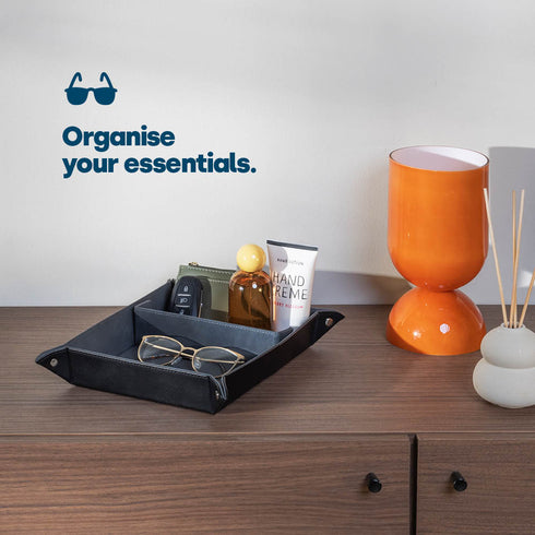 Leather-look Valet Organiser - Black