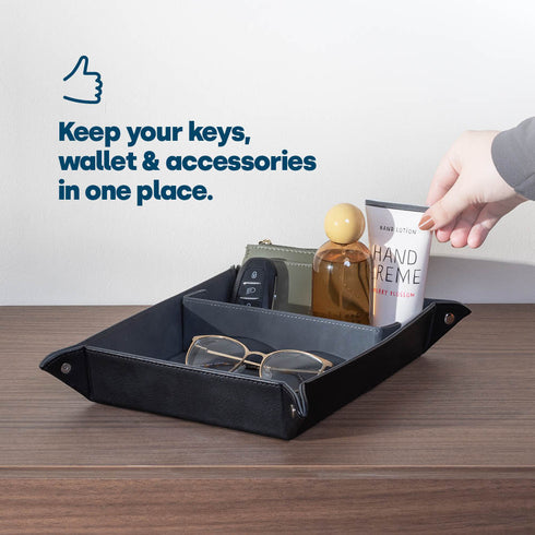 Leather-look Valet Organiser - Black