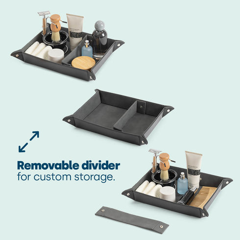 Leather-look Valet Organiser - Black