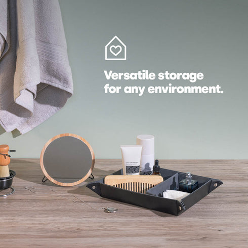 Leather-look Valet Organiser - Black