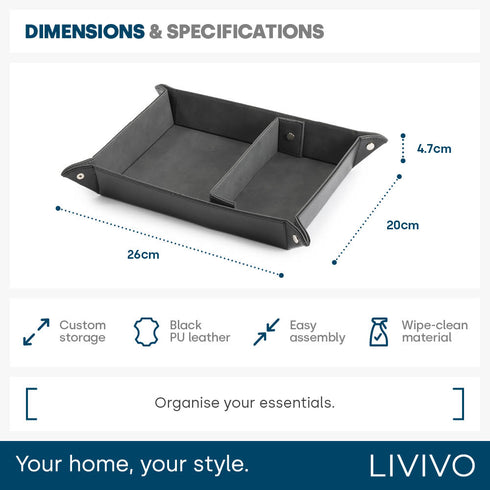 Leather-look Valet Organiser - Black