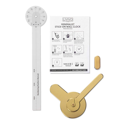 Large Stick-on Wall Clock - Gold