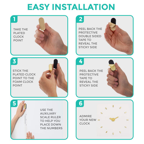 Large Stick-on Wall Clock - Gold