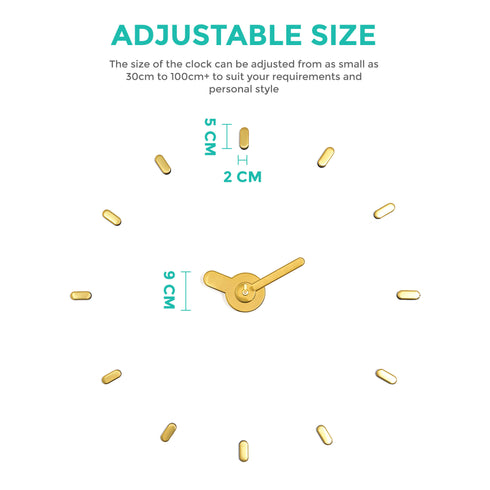Large Stick-on Wall Clock - Gold