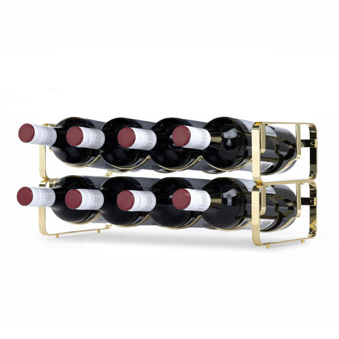 Stackable Wine Bottle Rack Metal Storage Stand Gold Chrome