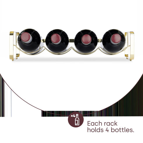 Stackable Wine Bottle Rack Metal Storage Stand Gold Chrome