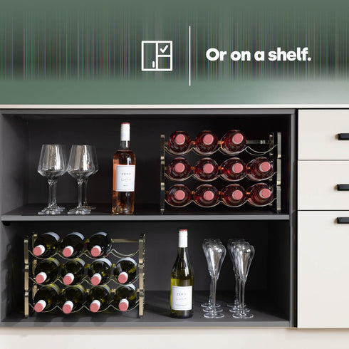 Stackable Wine Bottle Rack Metal Storage Stand Gold Chrome