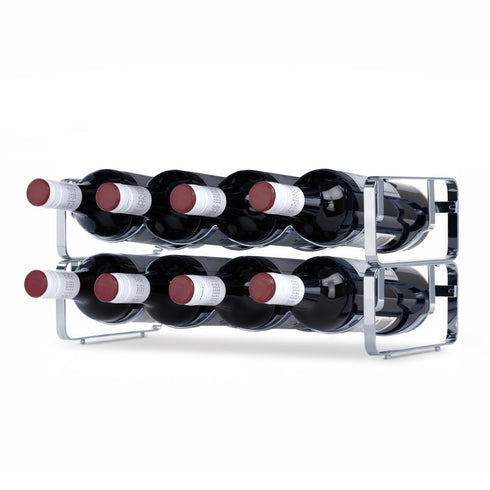 Stackable Metal Wine Bottle Rack Silver Storage Stand