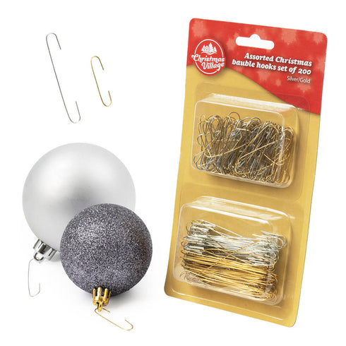 Christmas Bauble Hooks Set of 200 - Silver/Gold