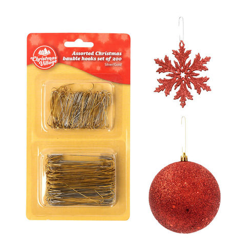Christmas Bauble Hooks Set of 200 - Silver/Gold