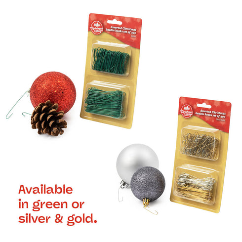 Christmas Bauble Hooks Set of 200 - Silver/Gold