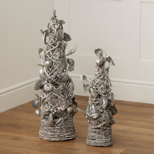 Set of 2 Christmas Tree Ornaments - Silver