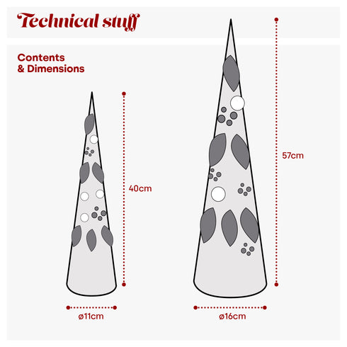 Set of 2 Christmas Tree Ornaments - Silver