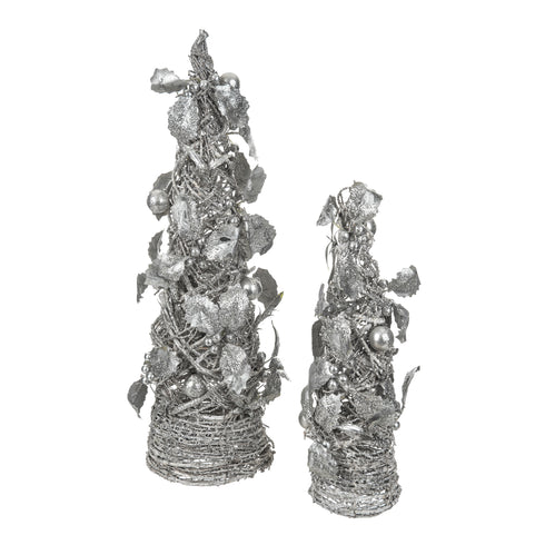 Set of 2 Christmas Tree Ornaments - Silver