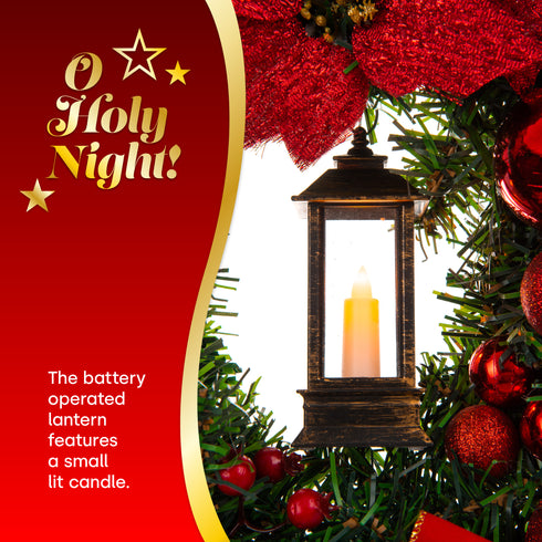 40cm Artificial Holly Christmas Wreath - Red