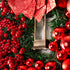 40cm Artificial Holly Christmas Wreath - Red