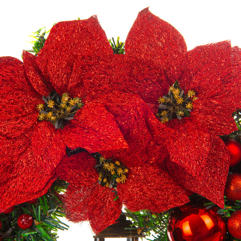 40cm Artificial Holly Christmas Wreath - Red