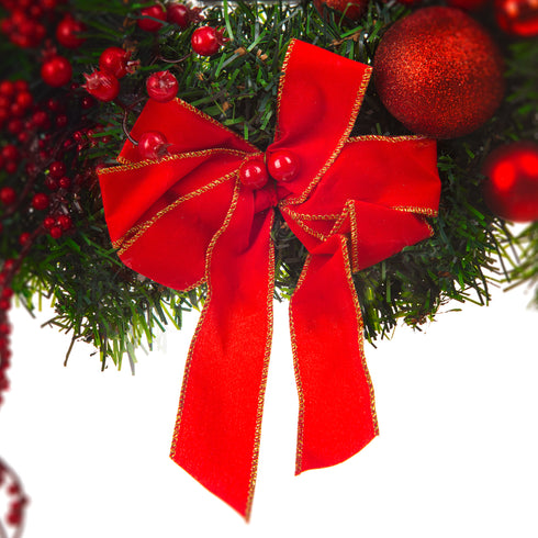 40cm Artificial Holly Christmas Wreath - Red