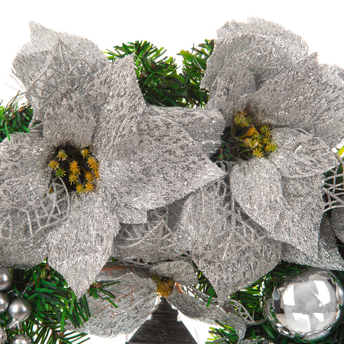 40cm Artificial Holly Christmas Wreath - Silver