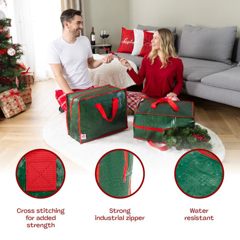 Christmas Decoration Storage Bag 2 Pack - Green