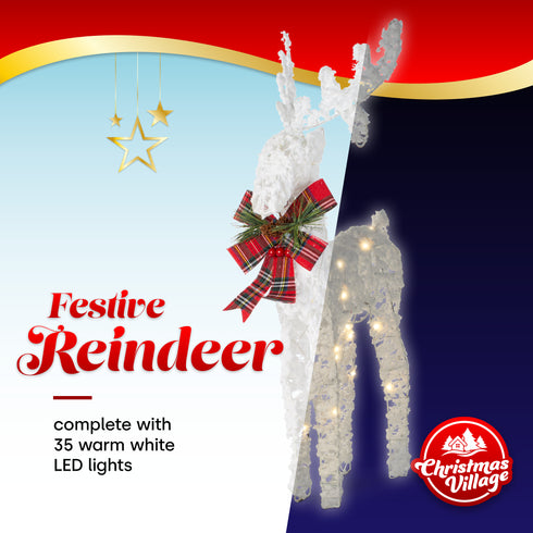 Light up Glitter Reindeer Decoration - White