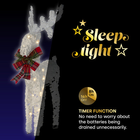 Light up Glitter Reindeer Decoration - White