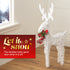 Light up Glitter Reindeer Decoration - White