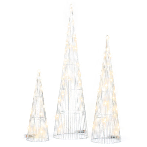 Set of 3 Light up Tree Ornaments - Silver